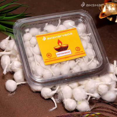 Aksharveda Cotton Diya Batti/Wicks for Pooja Cotton Wick(Pack of 100)