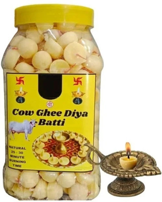 MADHAV Cow Ghee Diya Batti for Puja,200 Pieces| Wax Ghee Wicks,(200 PCS) Cotton Wick