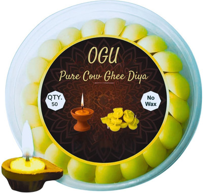 price history - OGU 50 Pcs. Handmade Cow Ghee Diya Batti for Puja | Ready to Use Wax Free Ghee Wicks Cotton Wick