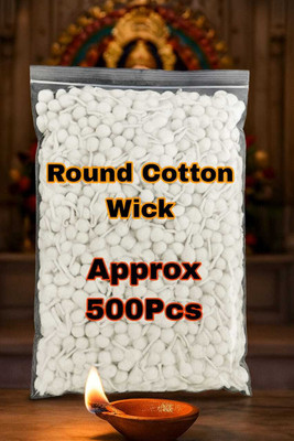 Cbs Enterprises Pack of 500 Round Cotton Wicks – Gol Batti for Mandir & Aarti Rituals Cotton Wick