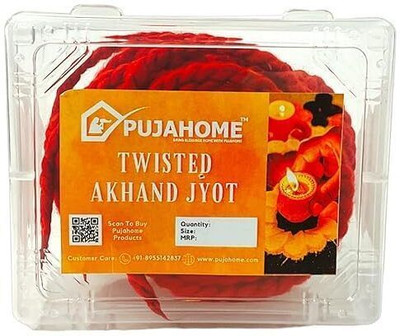 pujahome Twisted Cotton Wicks Akhand Long Jyoti Batti - 48 Pieces Cotton Wick