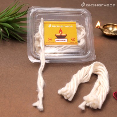 Aksharveda Samai Long Diya Batti/Wicks Cotton Wick(Pack of 60)