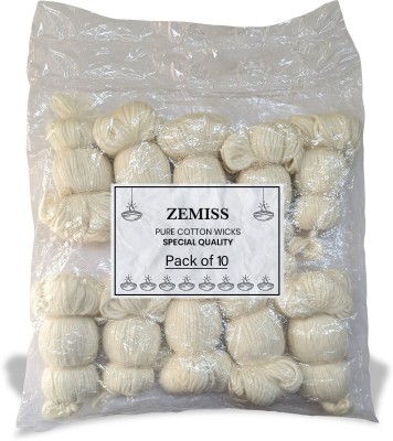 Zemiss 365 Vathhulu Cotton Long Wicks for Puja Diya Batti Cotton Wick(Pack of 10)