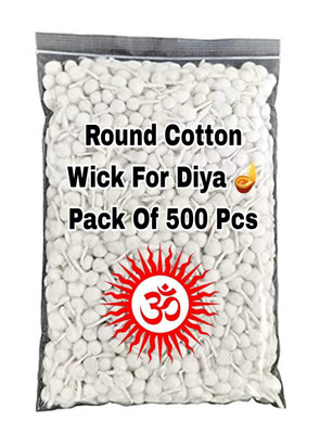 Cbs Enterprises Gol Rui Batti – Round Cotton Wicks – 500 Pack – Diwali & Mandir Use Cotton Wick