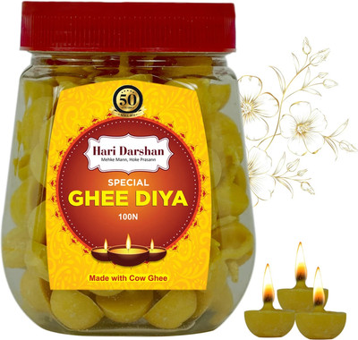 Hari Darshan Special Ghee Diya (100 Pieces) 20 min Burning Time Cotton Wick(Pack of 100)