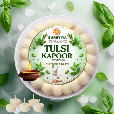 SURETIYA TULSI KAPOOR COW GHEE DIYA BATTI FOR DAILY POOJA (PACK OF 50) AARTI,DIWALI Cotton Wick(Pack of 50)