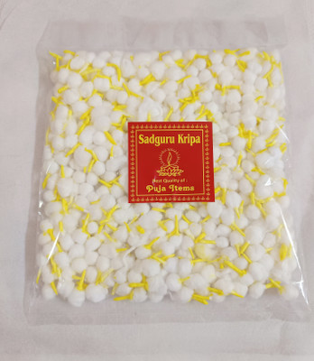 Sadguru kripa Hand Made Yellow medium Cotton Diya Batti for puja Aarti pack of 500 pcs. Cotton Wick