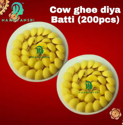 Naagvanshi Pure cow ghee diya batti (200pcs) for Puja and hawan Cotton Wick(Pack of 2)
