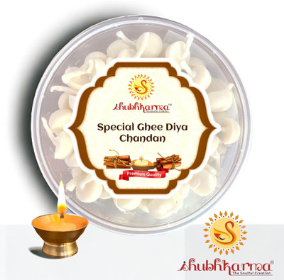 Shubhkarma Ghee Diya ROYAL CHANDAN FRAGRANCE, Premium Quality, 25-30min Burning Time Cotton Wick(Pack of 100)