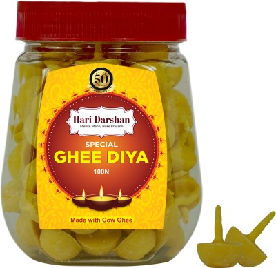 Hari Darshan Special Ghee Diya (100 Pieces) 20 min Burning Time Cotton Wick(Pack of 100)