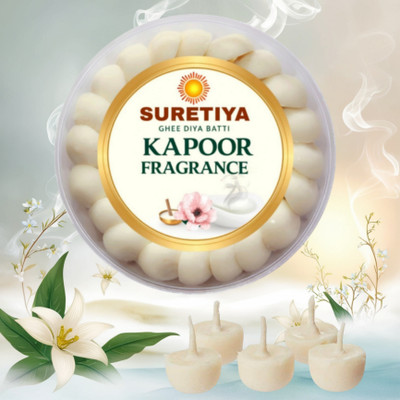 Suretiya Craft KAPOOR COW GHEE DIYA BATTI FOR DAILY PUJA PREMIUM QUALITY Cotton Wick(Pack of 50)