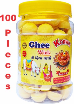 KORWIN Ghee Diya Batti Ghee Cotton Wick Puja material Puja Item Cotton Wick