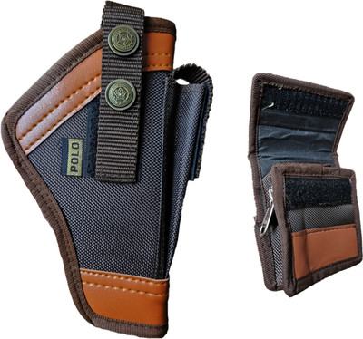 Kumar's Trend Nylon 9 mm Revolver Pistol Racquet Brown Carry Case Pouch, Pistol/Gun Cover Free Size(Brown)