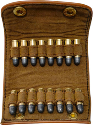 SandhuGunHouse Cartridges (Ammo) Pouch For 30 & 32 Bore Revolver & Pistol (7.62, 7.63, 7.65) Racquet Carry Case/Cover Free Size(Brown)