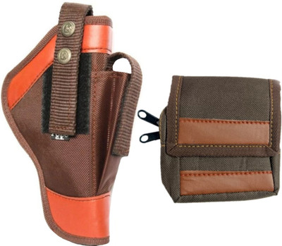 AMF Collections Nylon 9 mm Revolver Pistol Cover Racquet Black Carry Case Pouch Pistol/Gun Cover Free Size(Brown)