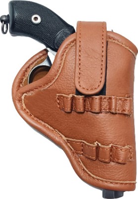 SandhuGunHouse .32 Bore Revolver Leather™ Clip Racquet Carry Case/Cover Free Size(Brown)