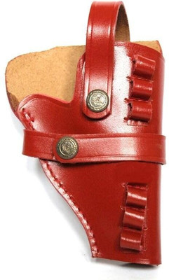 AMF Collections Leather 9 mm Half Cut Revolver Pistol Racquet Carry Case Pistol/Gun Cover Free Size(Brown)
