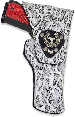 GunAlly Premium Flap Holster For 1911 Model /.45 Bore Pistol White Faux Leather Pistol/Gun Cover L(White)