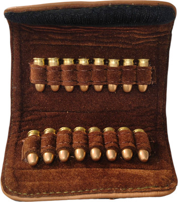 SandhuGunHouse .32 Bore Revolver & Pistol Cartridges Leather™ Pouch Racquet Carry Case/Cover Free Size(Black)
