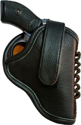 SandhuGunHouse .32 Bore Revolver Leather™ Clip Racquet Carry Case/Cover Free Size(Black)
