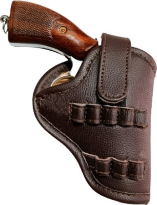 SandhuGunHouse .32 Bore Revolver Clip Leather™ Racquet Carry Case/Cover Free Size(Brown)