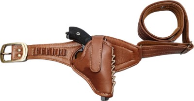 SandhuGunHouse .32 Bore Revolver Leather™ Belt Cover Tan Colour Racquet Carry Case/Cover Free Size(Brown)