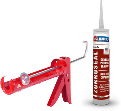 ABRO Waterproof General Purpose White Silicone Sealant Adhesive Caulk with DIY GUN Crack Filler(260 ml)