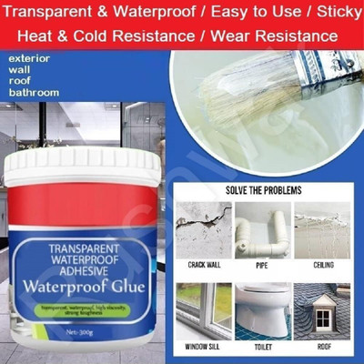 JERITO STICKY HEAT Waterproof Transparent Crack Seal Glue with brush Leaking Sealant Adhesive(300 g)