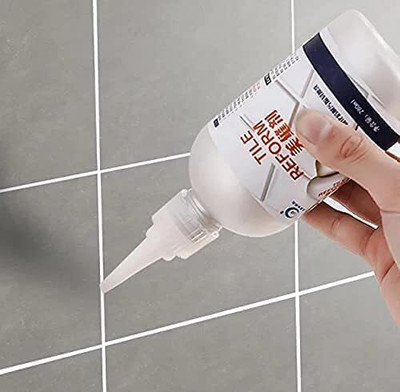 ROMJ adhesive/Tiles Gap Filler Agent, Waterproof Grout Sealant Agent (White Color - 180ml)for Kitchen, Bathroom, Balcony, Terrace Crack Filler Adhesive (180 ml) Adhesive(180 ml)
