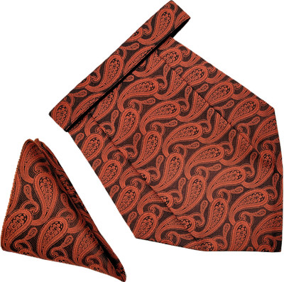 VOICI Paisley Design Rust color pocket square and Cravat(Pack of 1)