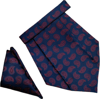VOICI Paisley Design Blue & Red color pocket square and Cravat(Pack of 1)