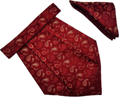 VOICI Men's Paisley Maroon & Gold Color Pocket Square Cravat(Pack of 1)