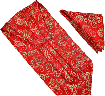 VOICI Mens Ascot Necktie and Pocket Square Cravat(Pack of 1)