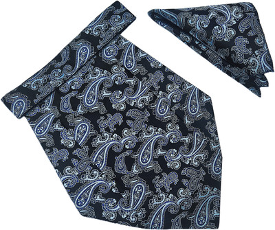 VOICI Men's Paisley Blue Color Pocket Square & Cravat(Pack of 1)