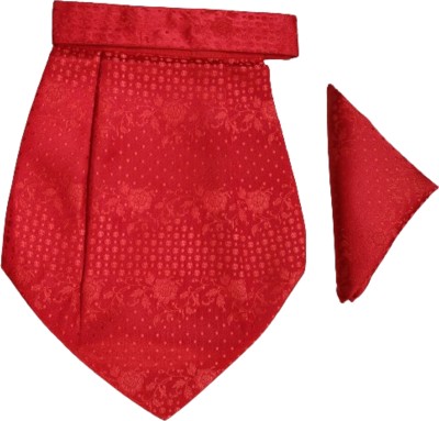 VOICI Paisley Red pocket square and Cravat(Pack of 1)