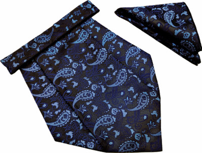 VOICI Paisley Design Blue color pocket square and Cravat(Pack of 1)