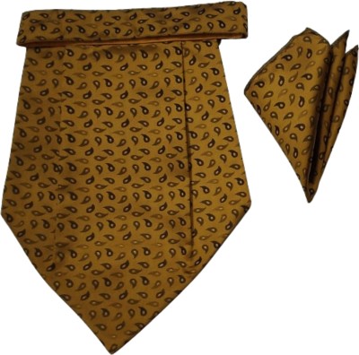 VOICI Paisley gold pocket square and Cravat(Pack of 1)