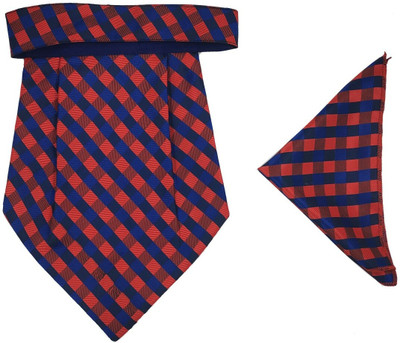 GOOD ONE STORE formal cravat set for men with pocket square (Red And Blue 151) Cravat