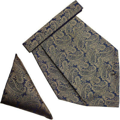 VOICI Paisley Design Black & Gold color pocket square and Cravat(Pack of 1)