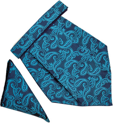 VOICI Paisley Design Turquoise Blue color pocket square and Cravat(Pack of 1)