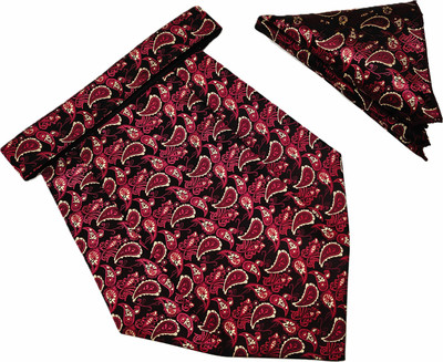 VOICI Paisley Design Maroon & Black color pocket square and Cravat(Pack of 1)