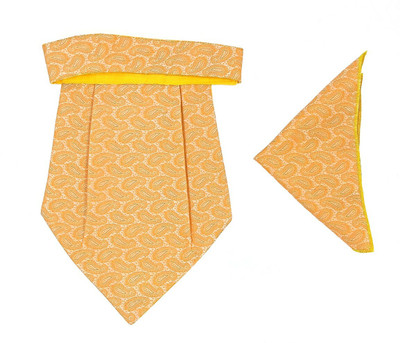 GOOD ONE STORE Micro Cravat set with pocket square for Men's (Yellow 133) Cravat