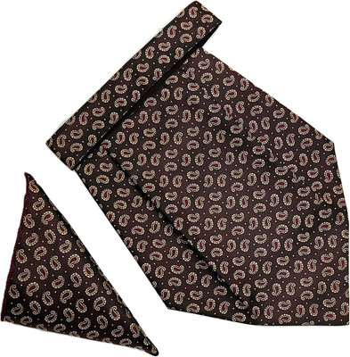 VOICI Paisley Design Brown color pocket square and Cravat