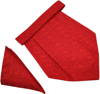 VOICI Paisley Design Red color pocket square and Cravat(Pack of 1)