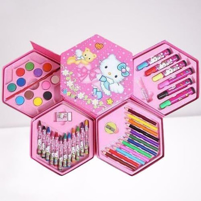wryak 46 Pc Drawing Art Set With Water Color Pencils Crayons Sketch Pens For Kids