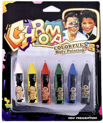 BM RETAIL 6 Colors Non-toxic Face Body Paint Color Crayon Make Up Fancy Party Art Kit(Set of 1, Multicolor)
