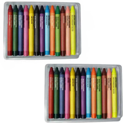 VUVAIL Wax Crayons Extra Long 13 Shades Pack Of 2(26 Pcs) Bright| School Art Project(Set of 2, Multicolor)