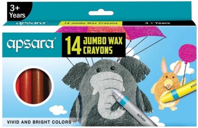 R K SALES Original Apsara 14 Shades Jumbo Wax Crayons, Pack of 10 Sets(Set of 10, Green)