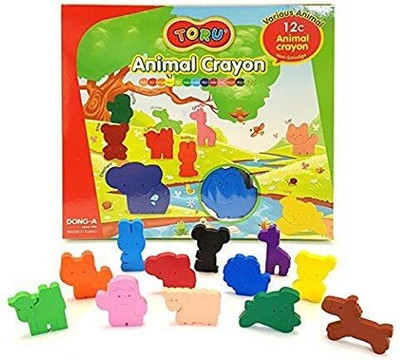 TORU Animal Crayon Non-Smudge 12 Assorted Colours(Set of 12, Multicolor)