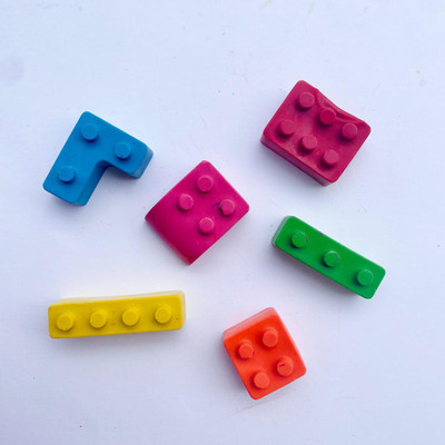 Nandscreations Lego Themed Wax Crayons(Set of 6, Multicolor)